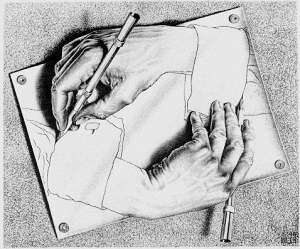 "Drawning Hands" автор: M.C.Escher